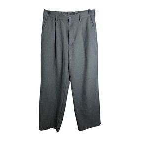 GU Mens Pleated Wide Leg Trousers Charcoal Grey Elastic Waist 828-461670 Size S